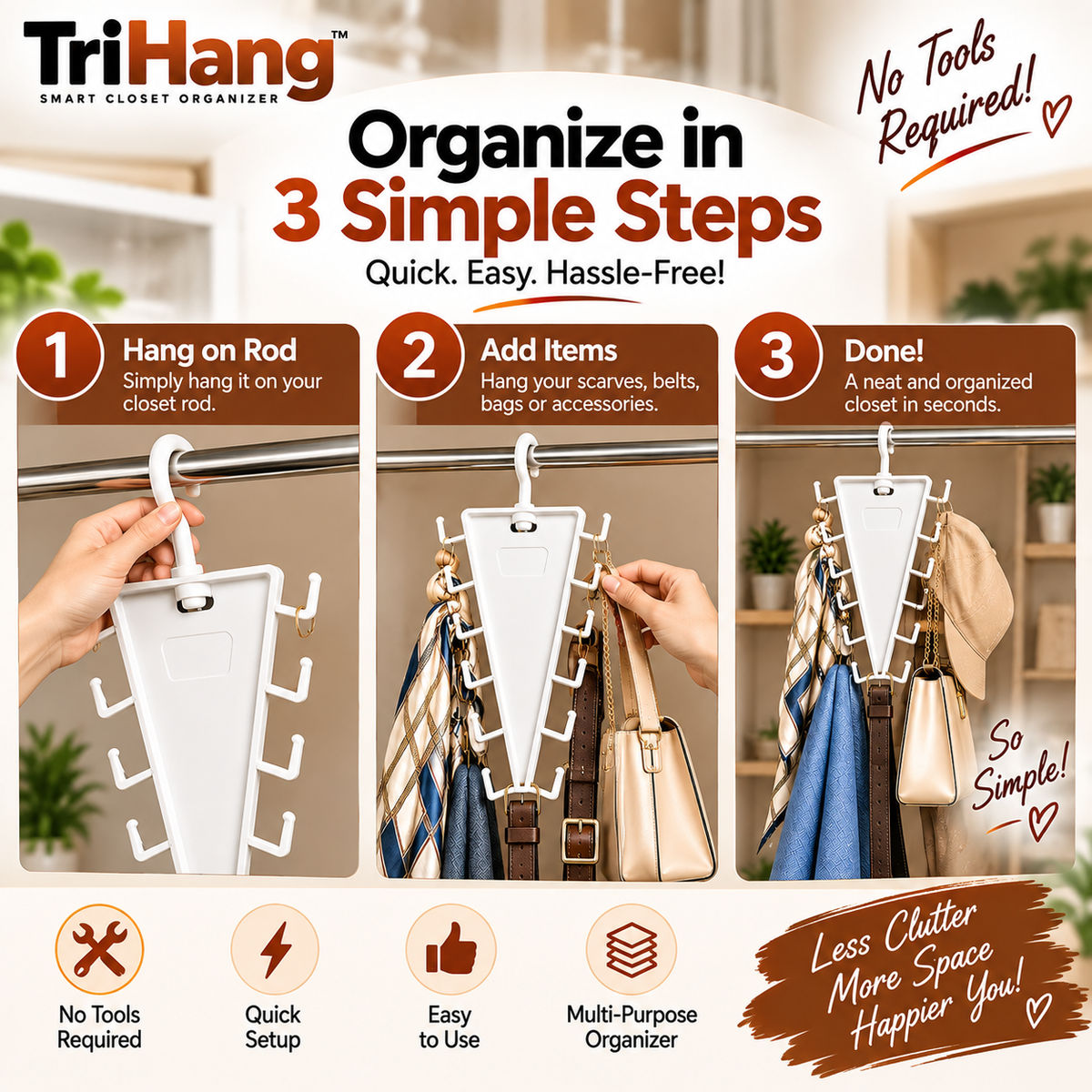 TriHang™ Smart Closet Organizer