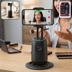 AI Face Tracking Mobile Holder | 360° Smart Auto Tracking Phone Stand for Reels, Live Streaming & Video Calls