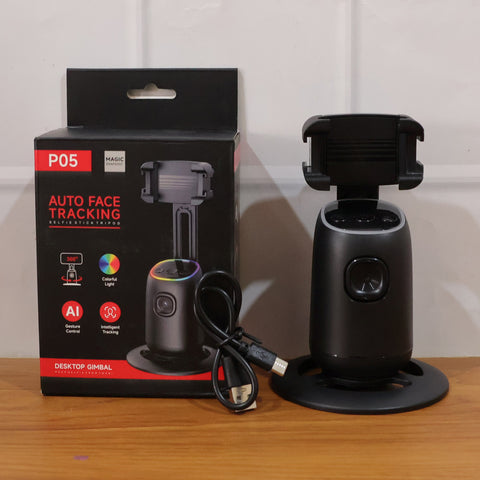 AI Face Tracking Mobile Holder | 360° Smart Auto Tracking Phone Stand for Reels, Live Streaming & Video Calls
